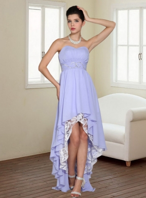 Cheap Empire Strapless Chiffon Beading Prom Dress in Lavender