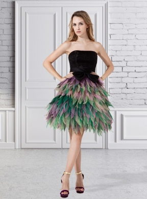 A Line Ruffled Layers Organza Prom Dress with Strapless