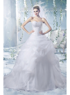 Perfect Puffy Court Train Wedding Dress with Beading