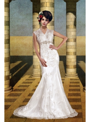 The Most Popular Mermaid Court Train Wedding Dress with Beading