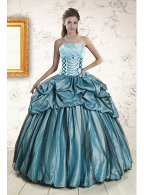 Strapless Pick Ups Quinceanera Dress in Teal