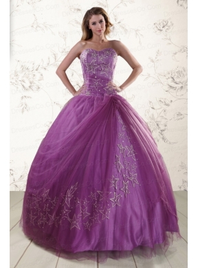 Cheap Purple Quinceanera Dress with Embroidery