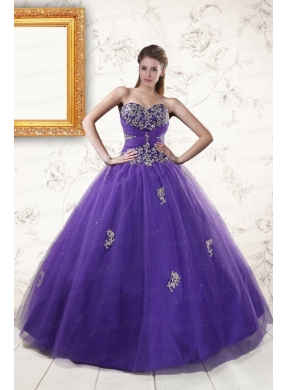 Classic Purple Quinceanera Dress with Appliques and Beading