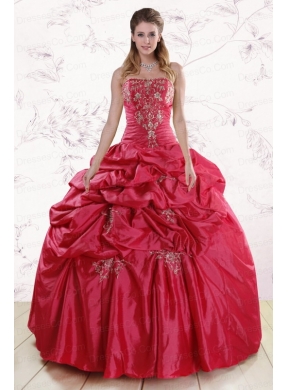 Classic Strapless Hot Pink Quinceanera Dress with Embroidery