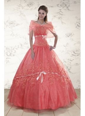 Appliques Elegant Quinceanera Dress in Watermelon