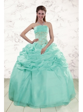 Elegant Puffy Apple Green Quinceanera Dress with Beading