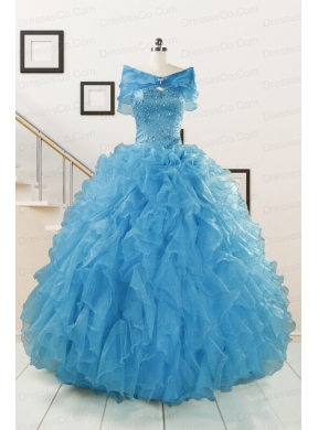 Hot Sell Blue Quinceanera DressWith Beading and Ruffles