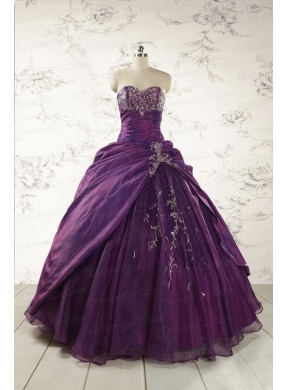Modern Purple Appliques Quinceanera Dresses