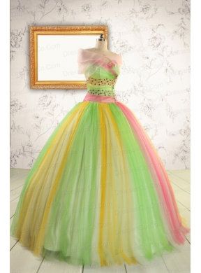 Elegant Sweet Sixteen Dress in Multi-color with Beading