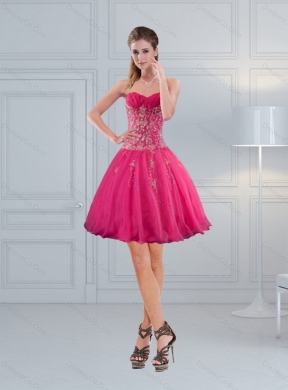 New Style Perfect Hot Pink Prom Dress with Embroidery and Beading