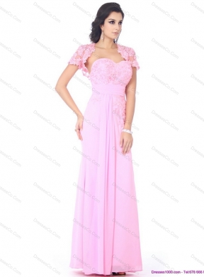 Cute Beading Ruching Prom Dress in Baby Pink