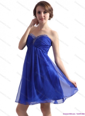 Ruffled Blue Prom Dress with Beading