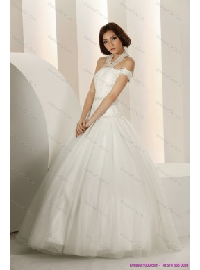 Pretty Laced Strapless White Maternity Wedding Dress with Beading