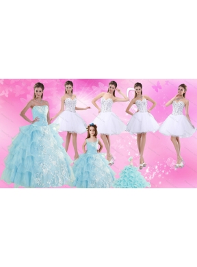 Strapless Ruffles Elegant Quinceanera Dress and Pretty Beading Prom Dress and Ruffles Baby Bule Little Girl Pageant Dress