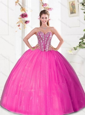 Latest Beading and Pick Ups Quinceanera Dress in Hot Pink