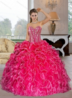 Pretty Ball Gown Quinceanera Dress with Beading and Ruffles