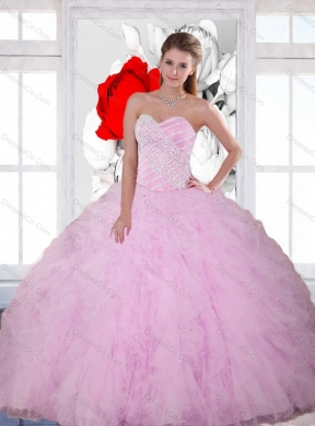 Unique Beading and Ruffles Quinceanera Dress in Baby Pink