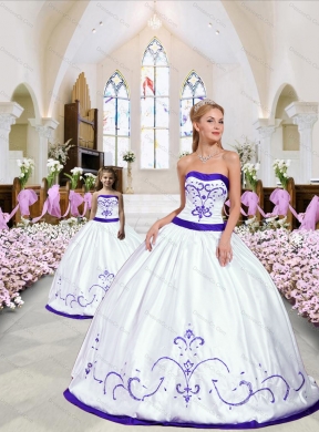 Unique Embroidery White and Purple Princesita Dress for