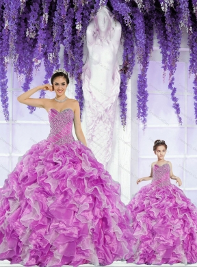 Fashionable Organza Beading and Ruffles Princesita Dress in Fuchsia