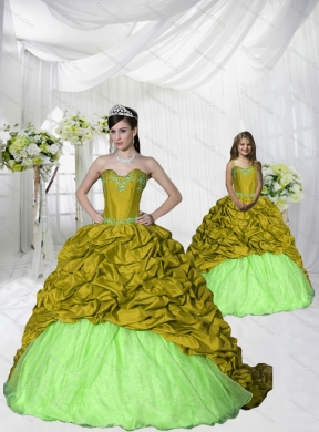 Customize Appliques and Pick-ups Green Princesita Dress with Brush Train