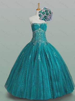 Fashionable Strapless Beaded Quinceanera Dress with Appliques