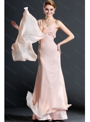 Exclusive One Shoulder Hand Made Flowers Prom Dress in Pink