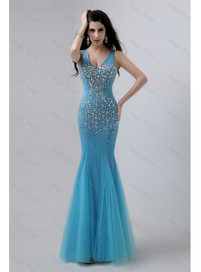 Luxurious Gorgeous Exclusive Mermaid Beaded Prom Dress with V Neck
