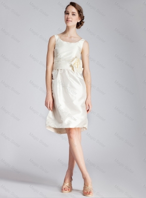 Elegant Discount Short Hand Made Flowers Prom Dress in White