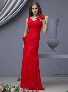 Elegant Red Prom Dress with Beading and Bowknots