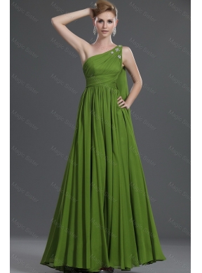 Hot Sale New Style Simple A Line One Shoulder Prom Dress with Watteau Train