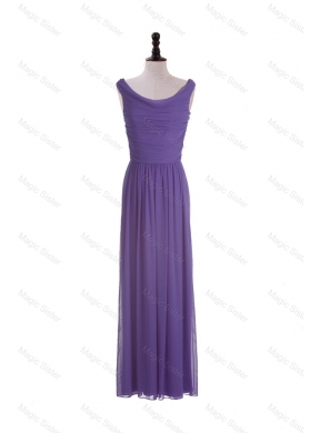 Most Popular Scoop Eggplant Purple Prom Dress with Ruching