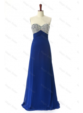 Perfect Beading Sweep Train Prom Dress in Royal Blue