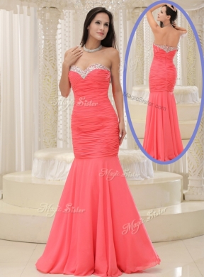New Style Mermaid Coral Red Dama Dress