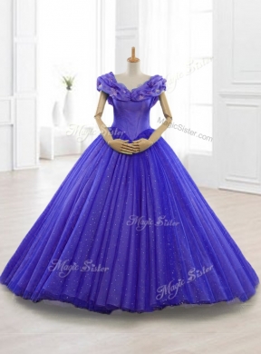 Custom Made Appliques Cap Sleeves Sweet 15 Dress in Purple