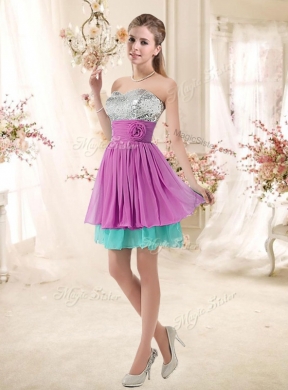 Inexpensive Sequins and Belt Prom Dress in Multi Color