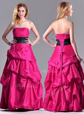Hot Sale A Line Black Belt Prom Dress with Beaded Top and Bubbles 143.55