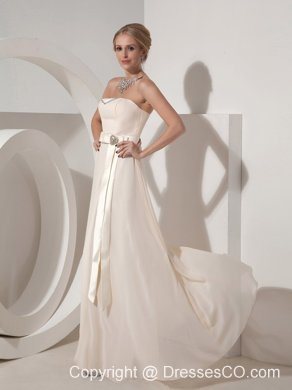 Custom Made Off White Bridesmaid Dress Empire Strapless Chiffon Beading Long