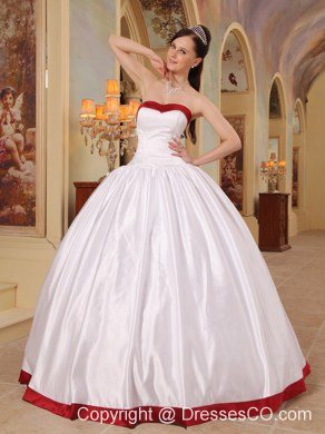 White Ball Gown Long Satin Quinceanera Dress