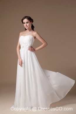 Popular Empire Strapless Long Tulle Appliques Wedding Dress