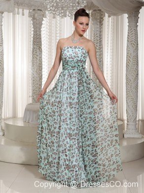 Multi-color Empire Leopard Strapless Prom Dress