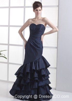Mermaid Navy Blue Neckline Long Prom Dress