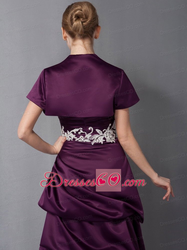 Dark Purple Column Ankle-length Ankle-length Appliques Mother Of The Bride Dress