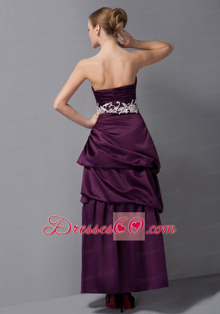Dark Purple Column Ankle-length Ankle-length Appliques Mother Of The Bride Dress