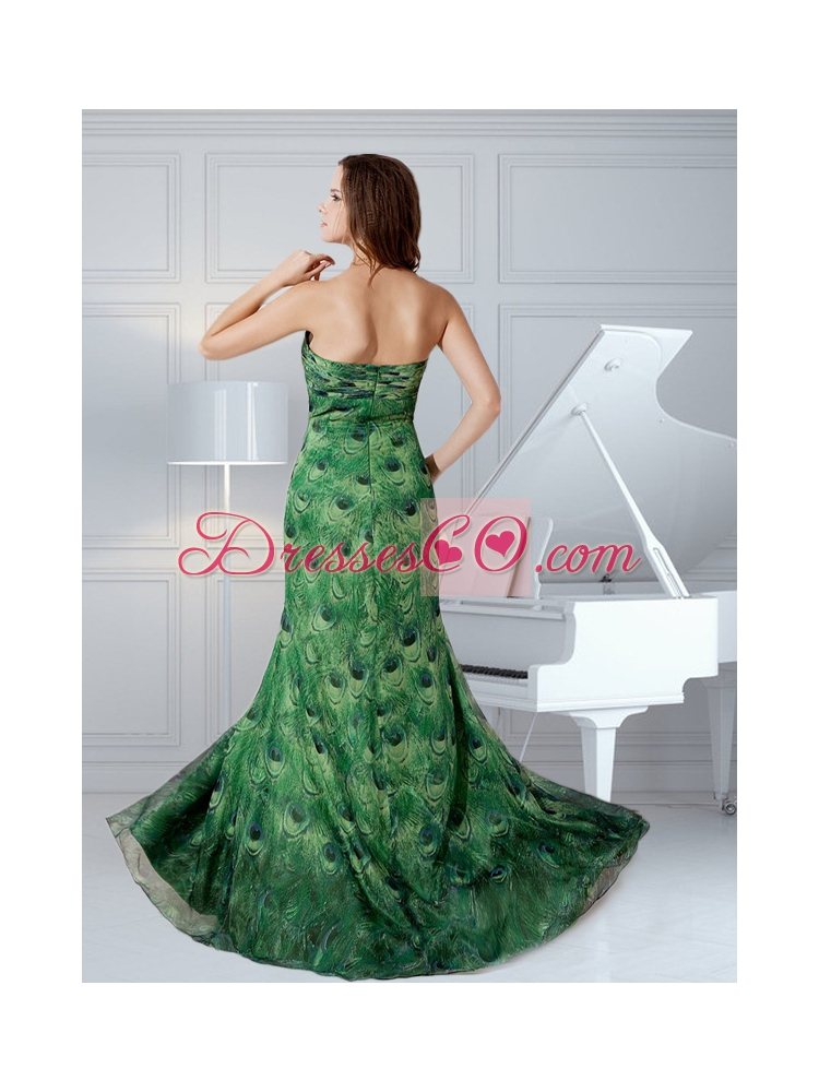 Colorful Modern Beading Printing Prom Dress