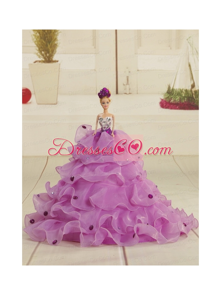 Classic Purple Strapless Appliques Quinceanera   Dresses