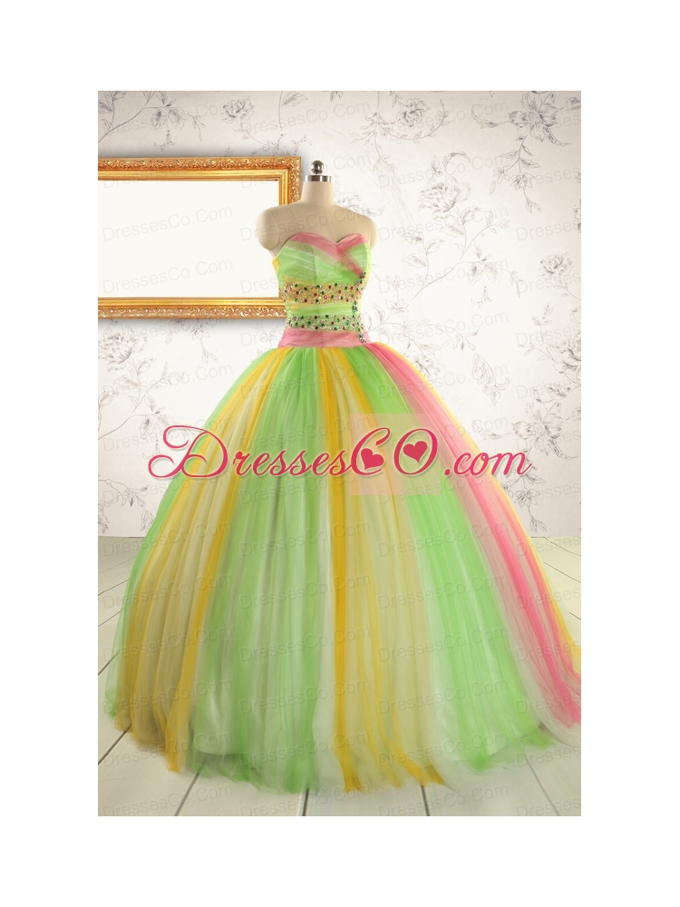 Elegant Sweet Sixteen Dress in Multi-color with Beading
