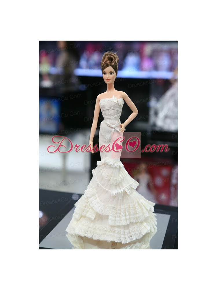 New Fashion Mermaid Dress With Ruffled Layers Gown For Quinceanera Doll