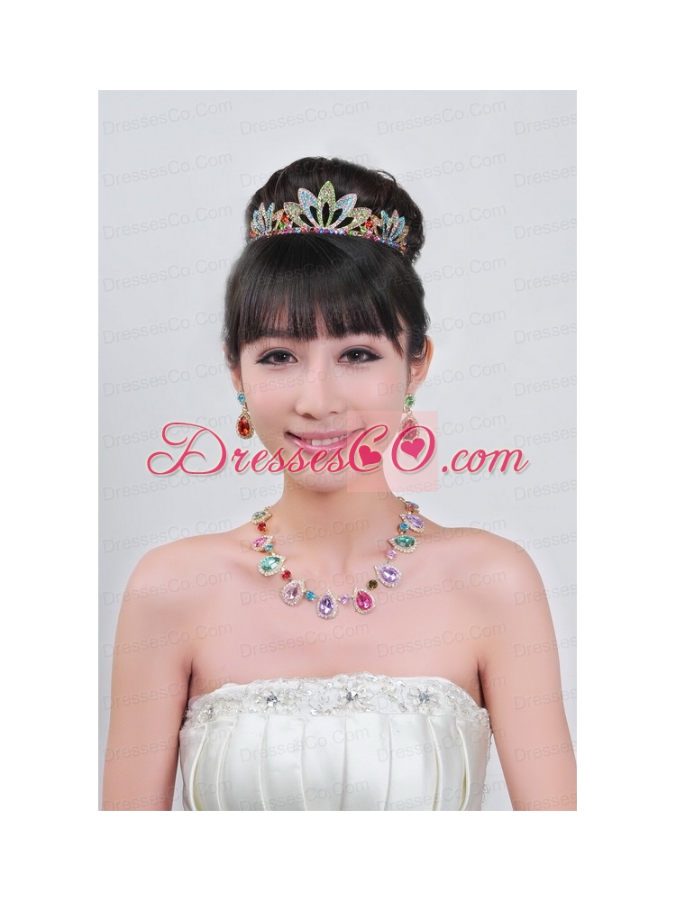 Imitation Pearl Jewelry Set Including Necklace And Tiara