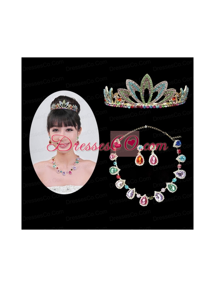 Imitation Pearl Jewelry Set Including Necklace And Tiara