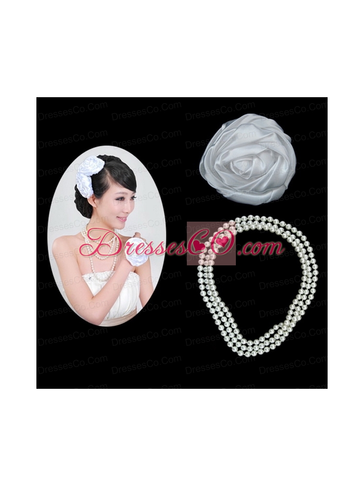 Shimmering Ladies Pearl Necklaceand Headpiece Jewelry Set